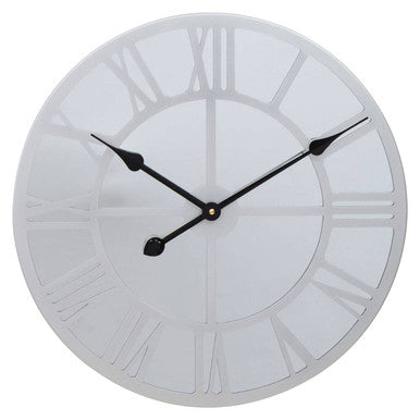 50cm Dia Silver Mirrored Wall Clock