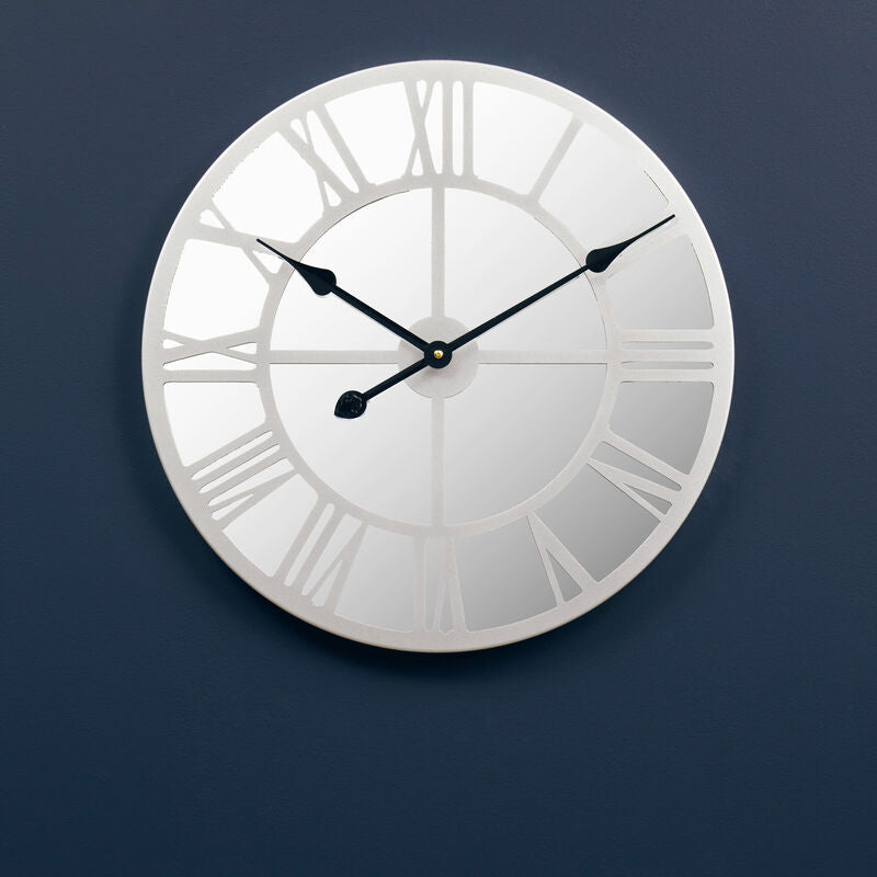 50cm Dia Silver Mirrored Wall Clock