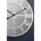 50cm Dia Silver Mirrored Wall Clock