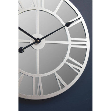 50cm Dia Silver Mirrored Wall Clock