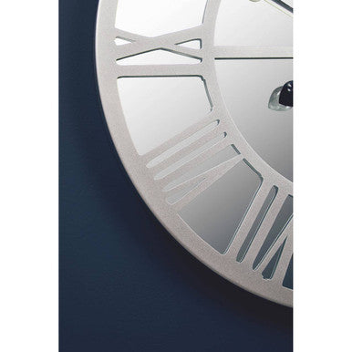 50cm Dia Silver Mirrored Wall Clock