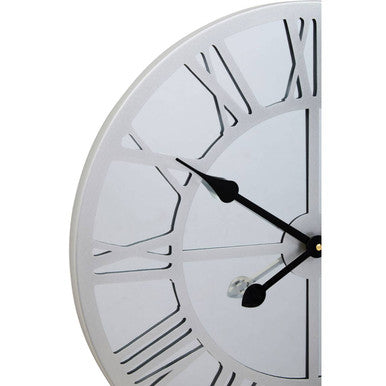 50cm Dia Silver Mirrored Wall Clock