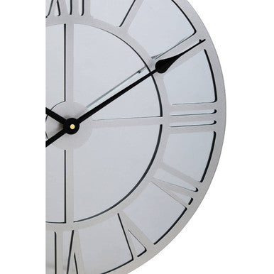 50cm Dia Silver Mirrored Wall Clock