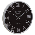 60cm Dia Black and Silver Wall Clock