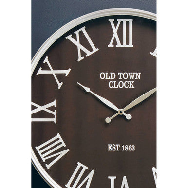 60cm Dia Black and Silver Wall Clock