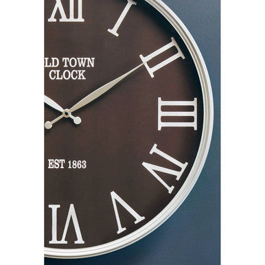 60cm Dia Black and Silver Wall Clock