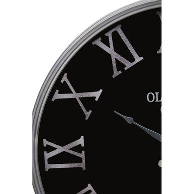 60cm Dia Black and Silver Wall Clock