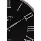 60cm Dia Black and Silver Wall Clock