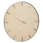 60cm Dia Silver and Natural Wall Clock