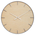 60cm Dia Silver and Natural Wall Clock