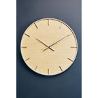60cm Dia Silver and Natural Wall Clock
