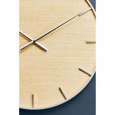 60cm Dia Silver and Natural Wall Clock