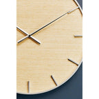 60cm Dia Silver and Natural Wall Clock