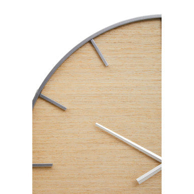 60cm Dia Silver and Natural Wall Clock