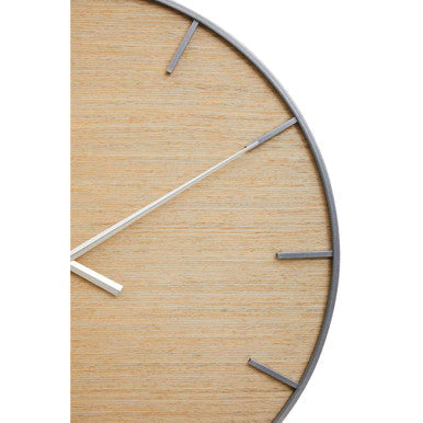 60cm Dia Silver and Natural Wall Clock