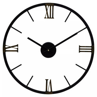 70cm Dia Round Black Metal Wall Clock