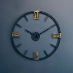 70cm Dia Round Black Metal Wall Clock
