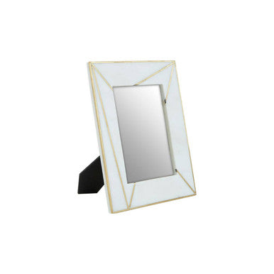 White Marble with Gold Inlay 5x7 Photo Frame