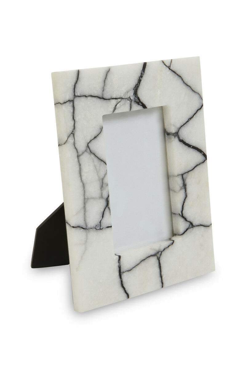 White and Black Marble 4 x 6 Small Photo Frame