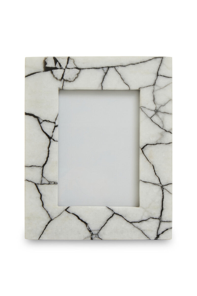 White and Black Marble 5In x 7In Large Photo Frame