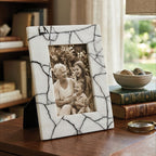 White and Black Marble 5In x 7In Large Photo Frame