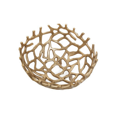 Small Gold Finish Coral Effect Bowl