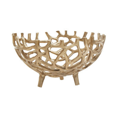 Small Gold Finish Coral Effect Bowl