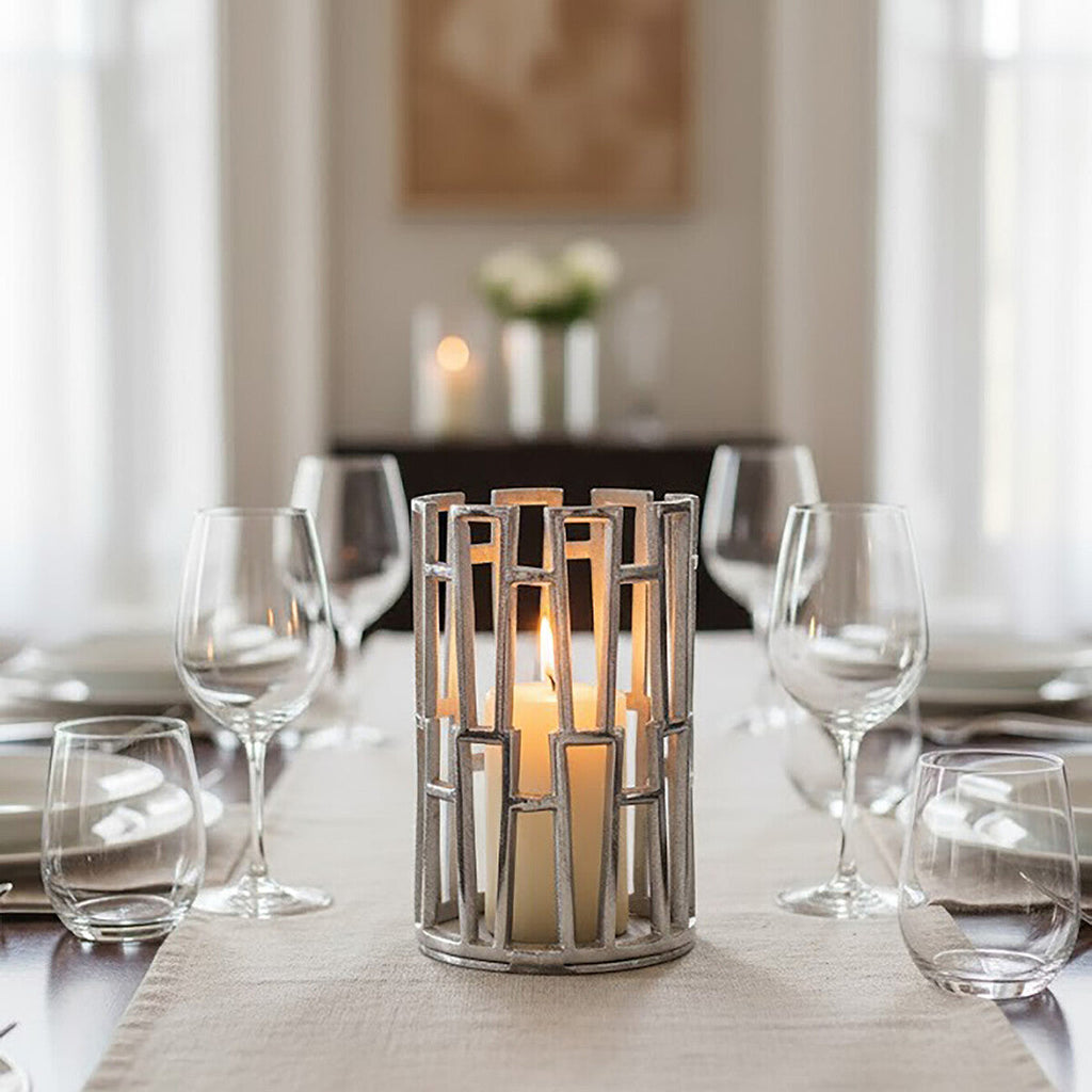 Small Silver Finish Candle Holder