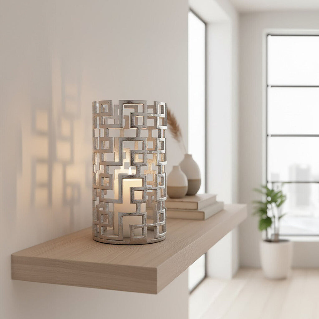 Large Candle Holder in Silver Finish