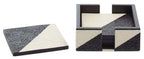 Set of 4 Black and White Ceramic Coasters with Holder