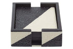 Set of 4 Black and White Ceramic Coasters with Holder