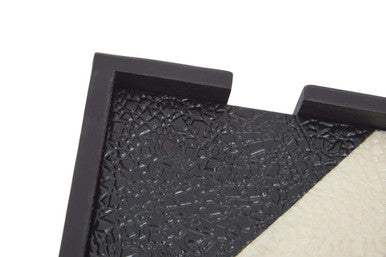 Set of 4 Black and White Ceramic Coasters with Holder