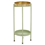 Green and Gold Two Tiered Plant Stand