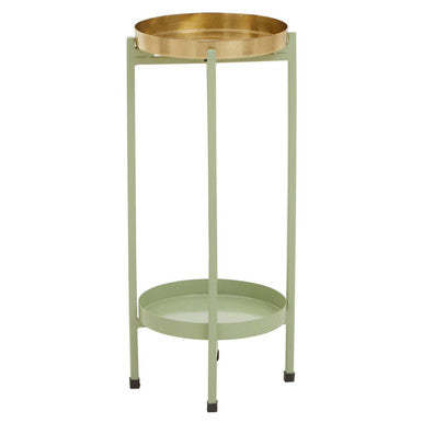 Green and Gold Two Tiered Plant Stand