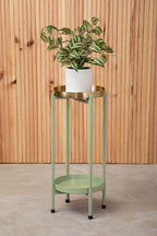 Green and Gold Two Tiered Plant Stand