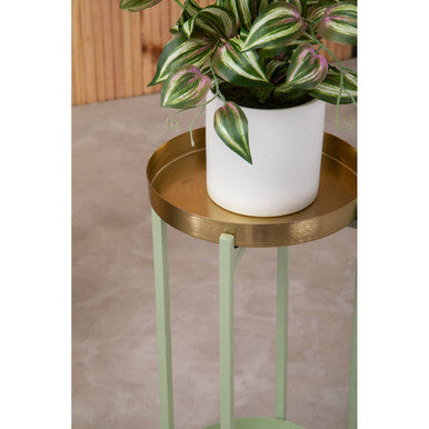 Green and Gold Two Tiered Plant Stand