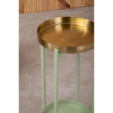 Green and Gold Two Tiered Plant Stand