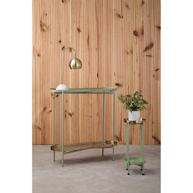 Green and Gold Two Tiered Plant Stand