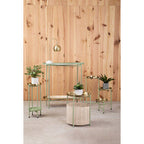 Green and Gold Two Tiered Plant Stand