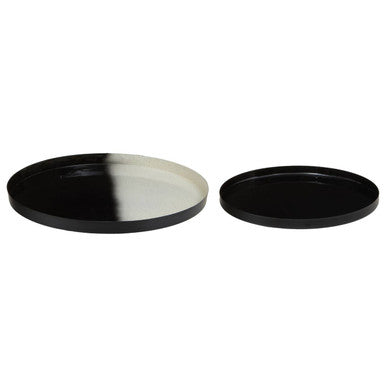 Set of Two Black and White Ombre Trays