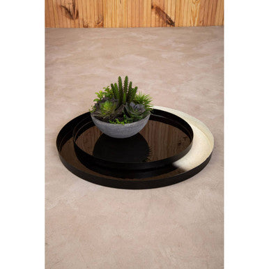 Set of Two Black and White Ombre Trays