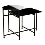 Black and White Ombre Metal Two-Tier Side Table with Circular Top and Rectangular Shelf