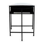 Black and White Ombre Metal Two-Tier Side Table with Circular Top and Rectangular Shelf