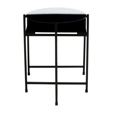 Black and White Ombre Metal Two-Tier Side Table with Circular Top and Rectangular Shelf