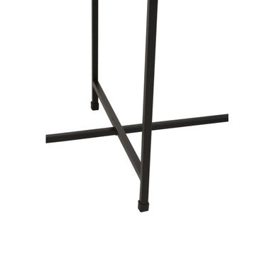 Black and White Ombre Metal Two-Tier Side Table with Circular Top and Rectangular Shelf