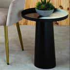 Black and White Ombre Finish Round Side Table