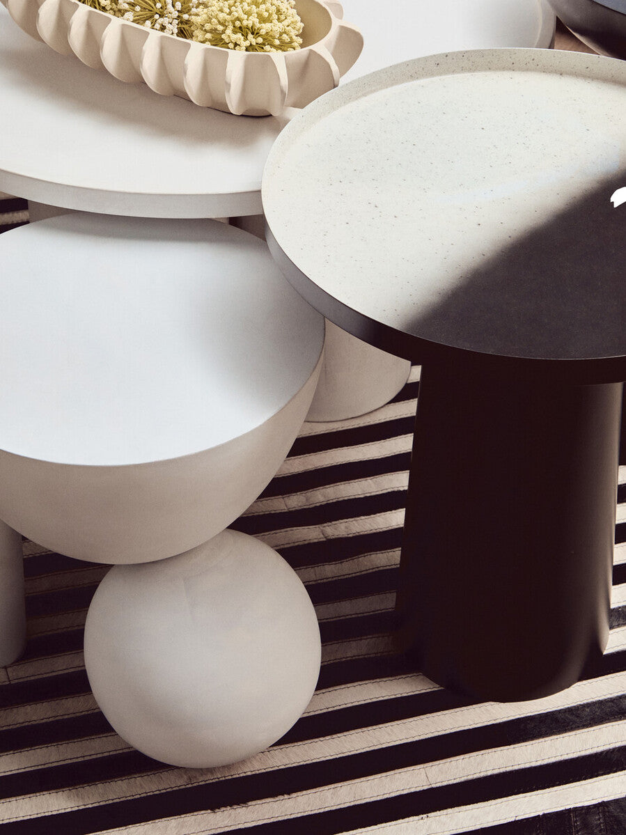 Black and White Ombre Finish Round Side Table