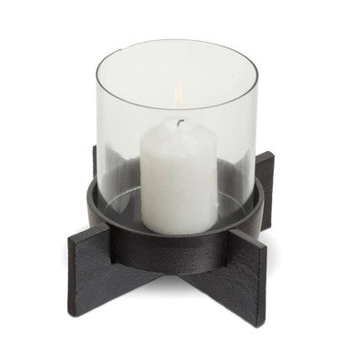 Small Matt Black Finish Candle Holder