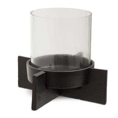 Small Matt Black Finish Candle Holder