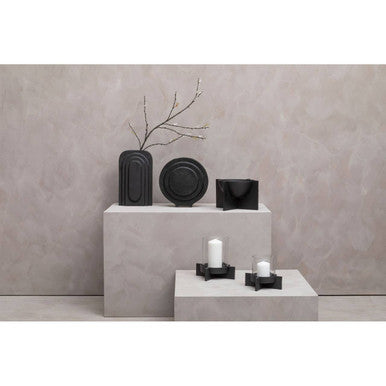 Small Matt Black Finish Candle Holder